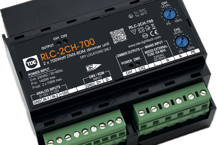 RLC-2CH-700 2 x 700W DMX-RDM dimmer unit RLC-2CH-700 2 x 700W DMX-RDM dimmer unit
